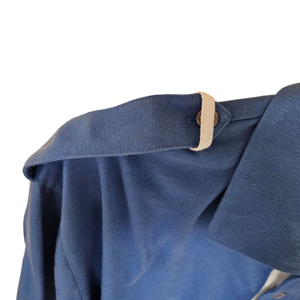 Editions Van Heusen Mens Polo Shirt Blue Size L Cotton Polyester Shoulder Button - Picture 8 of 9